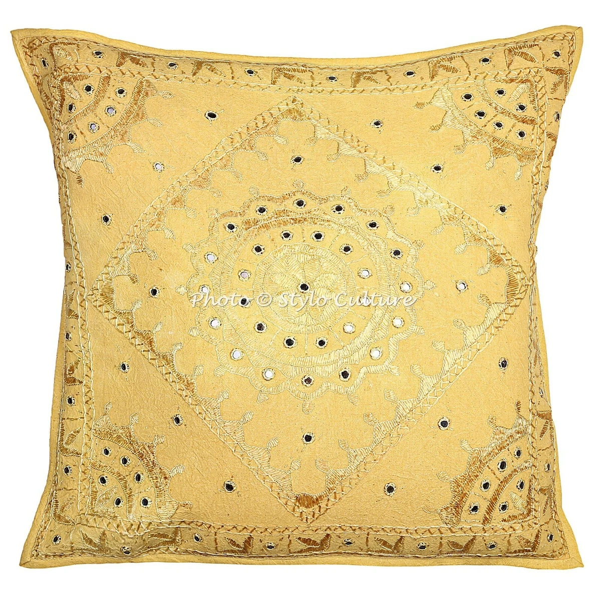 Indian Throw Pillow Covers 24x24 Cotton 60 x 60 cm Embroidered