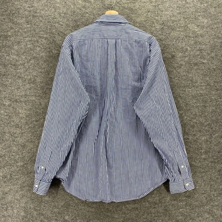 American Eagle Shirt Men XL White Striped Button Up Collared Cotton Long Sleeve - Image 2 of 4