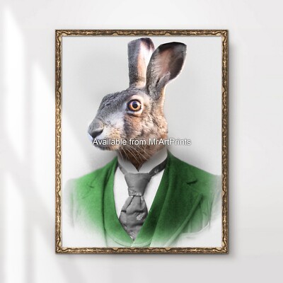 Hase Hase Kunstdruck Poster Wandbild lustig Vintage Portrait A4 A3 A2 A1