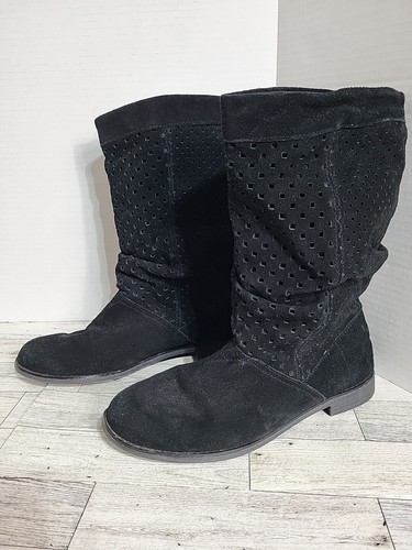 Toms Serra modische lässige schwarze perforierte Wildlederstiefel 710515 Damen US-Größe 7,5 - Bild 2 von 9