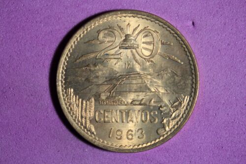 1963 Mo Mexico 20 Centavos Brass Coin #M23055
