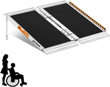 2FT Portable Aluminum Wheelchair Ramp - Anti-Slip Folding for Home & Steps