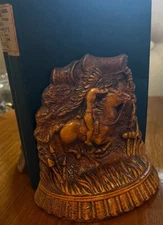 Syroco Bookends, American Indian Inspired:Souvenir From Chippawa Lake OH, 1950's