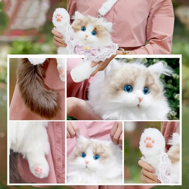 Simulated Stuffed Cat Backpack Realistic Animal Stuffed Bag Plush Backpack Toy - Image 3 of 4