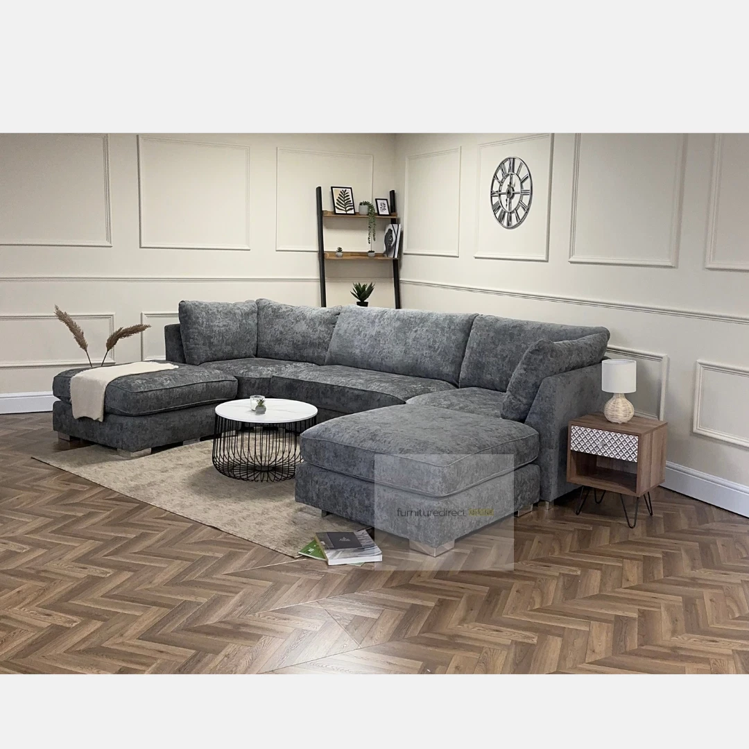 Large grey u shaped sofa deals