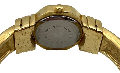 Orologio da polso Pierre Jacquard tono oro strass cinturino metallo quadrante blu ottagonale - Foto 5 di 7