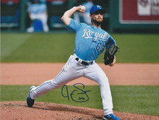 JOSH STAUMONT KANSAS CITY ROYALS  ACTION SIGNED 8x10