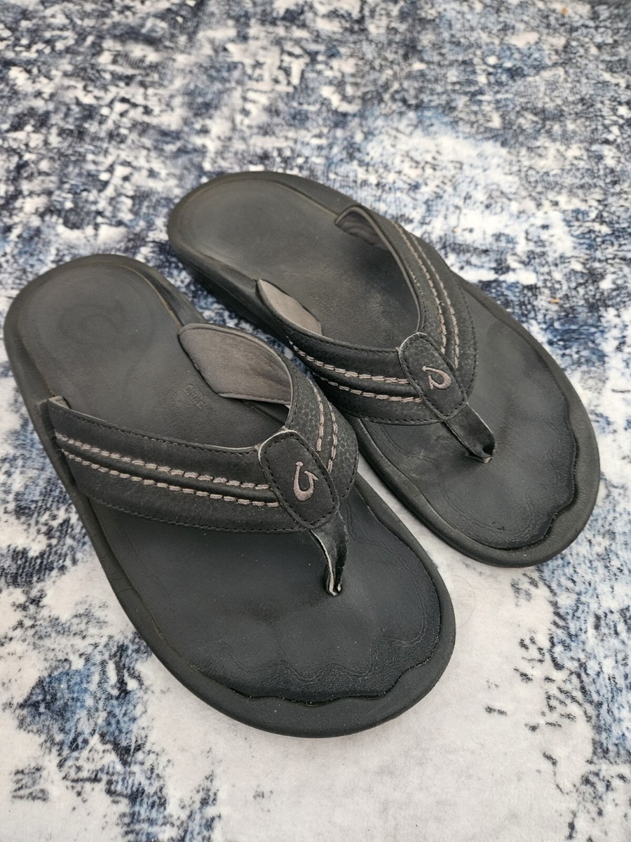 Olukai Hokua Black Flip Flop Sandals Thong Slide Slip On Men\'s Size 12 US Amazon.com | OLUKAI Hokua Men main image 3