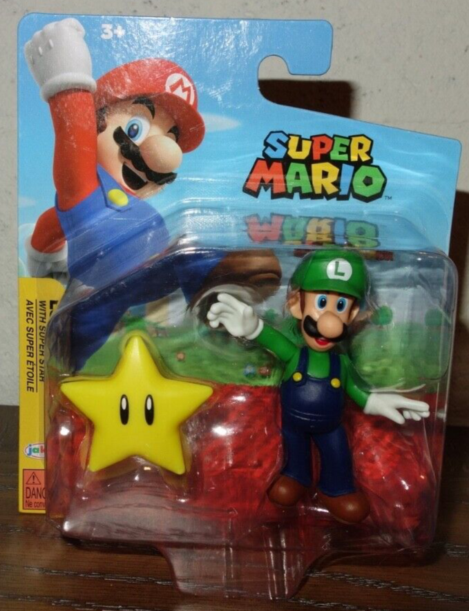 2021 Super Mario Luigi with Super Star Figure Set NIB Jakks