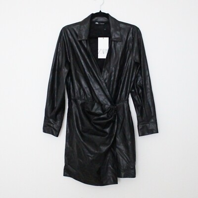 slim fit dress slacks Faux Leather Pocketed Mini Dress S main image 0