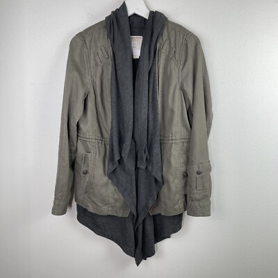 Hei Hei Anthropologie Jacket Womens X Small Olive Green Twill Gray Layered Army