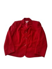 TALBOTS RED WOOL LINED BLAZER JACKET SIZE 12W PETITE 3 BUTTON