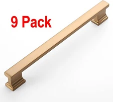 9 PACK of Amerdeco 8" Champagne Bronze Cabinet Pulls 7 Inch Hole Centers ZH00013
