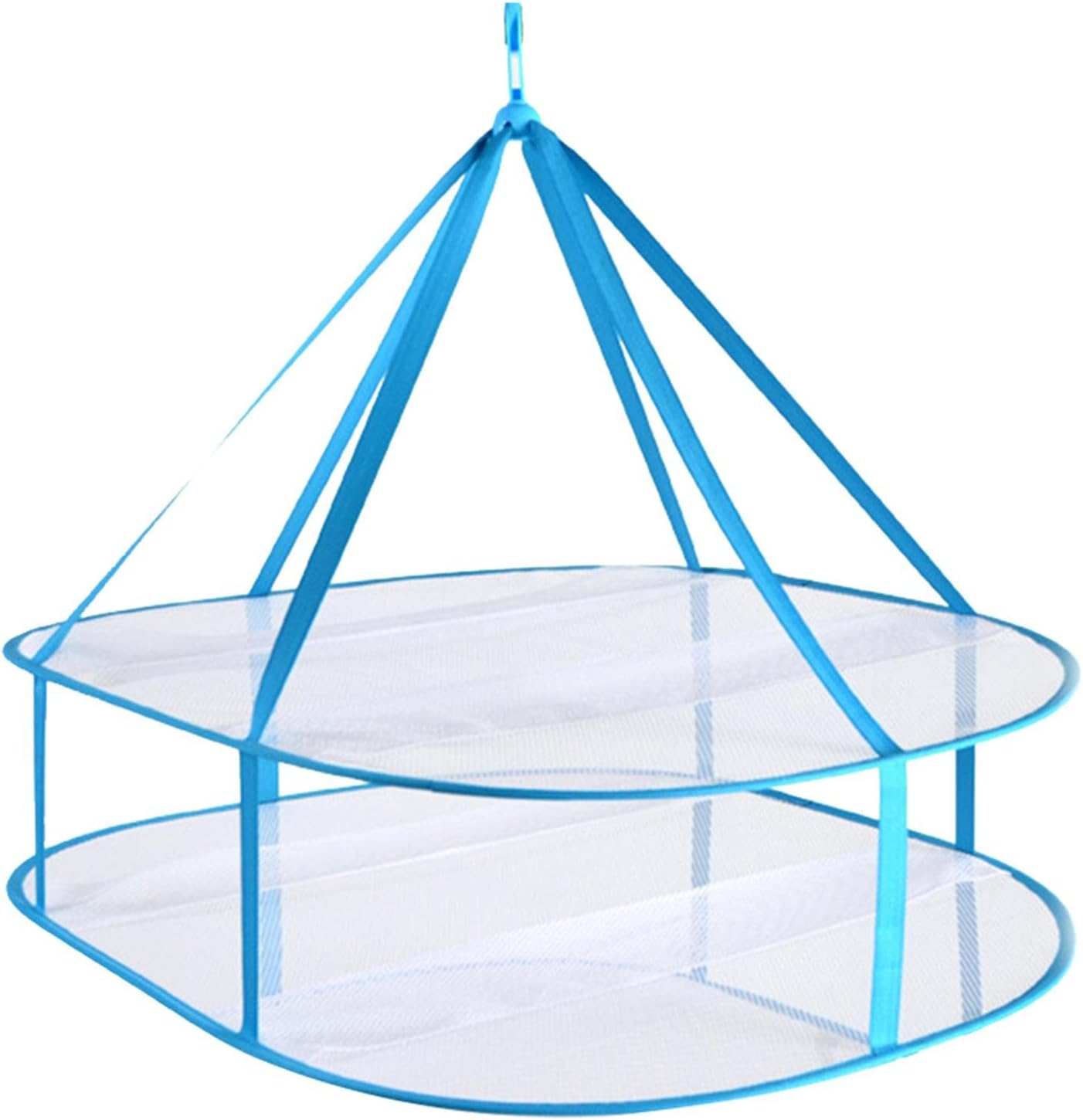 2 Tier Folded Mesh Clothes Hanging Dryer Sweater Drying Rack Windproof Laundry
