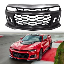 Front Bumper Cover Kit w/ Lip Primed Black For 2016-2018 Chevy Camaro ZL1 Style