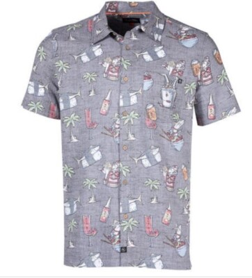 Salt Life S/S Button Woven POKE NIGHT Black M Live Salty Saltlife NWT NEW