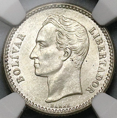 1929 NGC MS 64 Venezuela 1/2 Bolivar 50 Centimos Horse Silver Coin (25052902C)