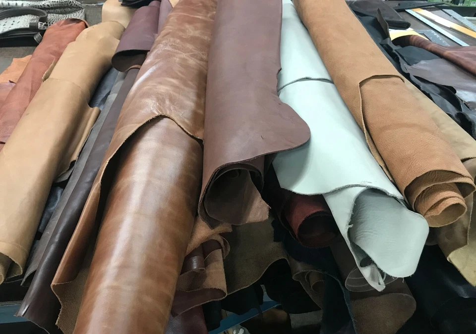 Whole leather hides - full cowhide - approximately 36 SF. Various Colors - Image 2 of 4