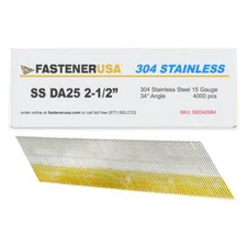 2-1/2" DA25 ANGLE FINISH NAILS 15GA 304SS 4,000ct | SSDA25B4