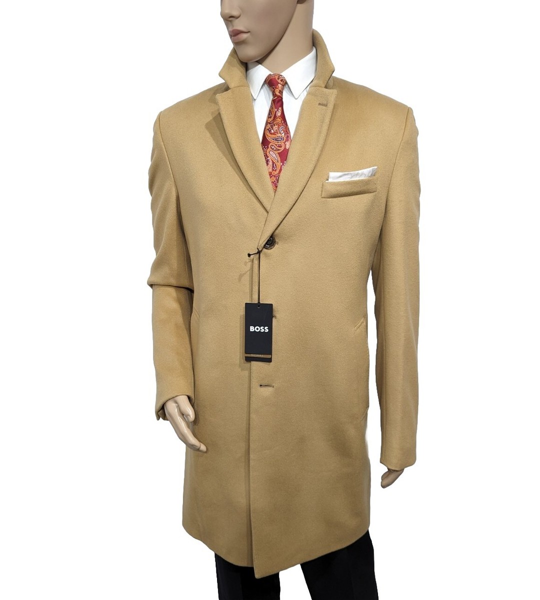 BNWT Hugo Boss Newline H-Hyde Mens Wool Cashmere Slim Fit Overcoat