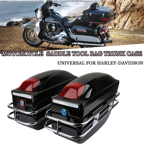 La Rosa Design Universal Motorcycle Throw Over Panniers Saddle Bag Set For Harley Black Brown Leather - Foto 14