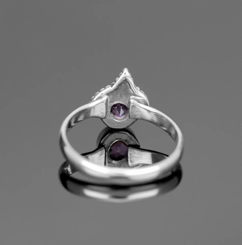 Anillo con forma de corona de amatista para mujer joyería en plata 925 piedra creada en laboratorio Foto 3 de 3
