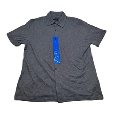Buffalo David Bitton Button Up Shirt Mens Large Grey Short Sleeve Texture Weave