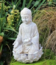 Garden Ornaments Buddha Solar LED Sitting Thai Zen Outdoor Indoor Statue Decor