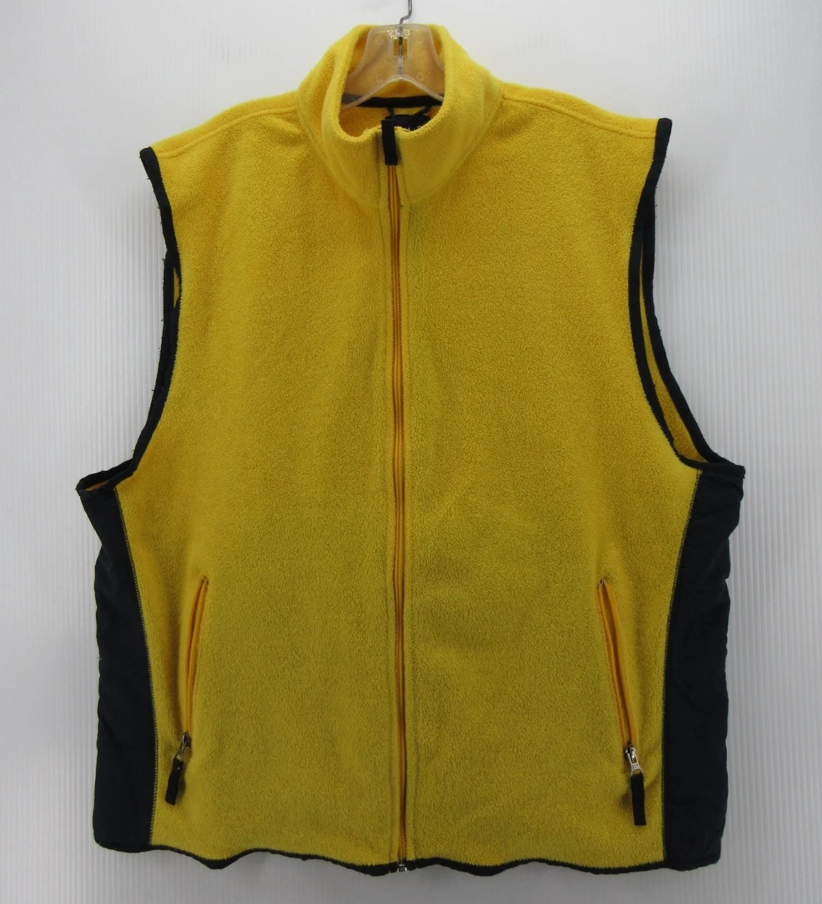 VINTAGE Gap Vest Men XL Yellow Fleece Jacket Full Zip Hiking Travel Gorpcore
