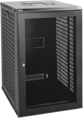 18U Wall Mount Network Rack Cabinet with Lockable Door & Cooling Fan, Black