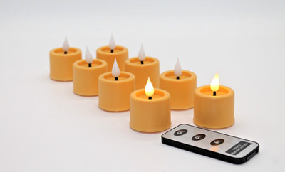 LED Teelichter 8er Set mit Timer + flackernde Flamme warmweiß Kerzen in 3 Farben