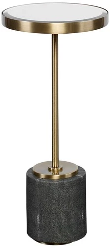 Modern Brushed Brass Round Accent Table 11 3/4" Wide Gold Mirror for Living Room - Picture 2 of 5