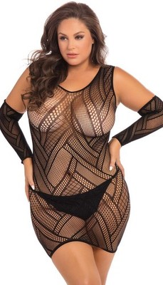 Kleid mit Fäustlingen Übergröße
