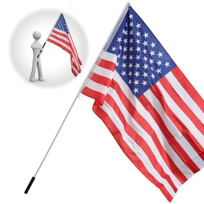 Portable Flag Pole, 5 Ft White Flag Poles for 3x5 Flags Outdoor, American Fla...