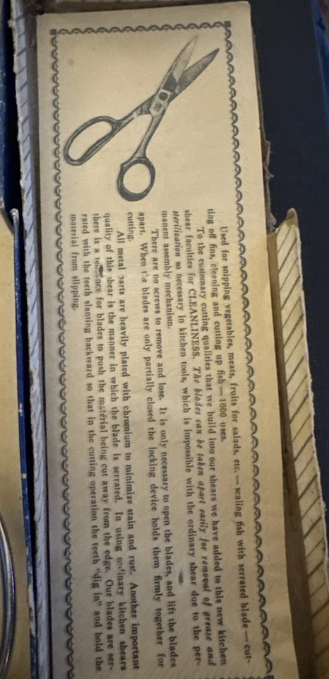 Estuche De Colección 8" Cromo Desmontar Tijeras/Tijeras Cocina - Hoja Serrada - Caja Original Foto 2 de 4