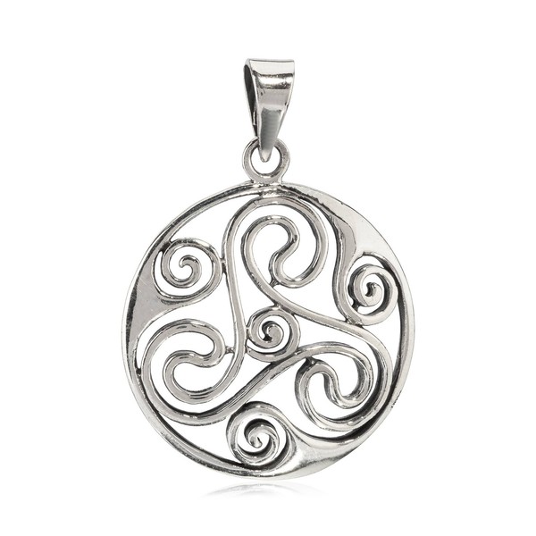 KettenanhäNger Triskel 925 Silber 2,8Cm Offenes Triskelion Amulett Medalion-image