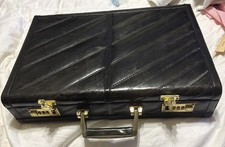 VTG Genuine Leather Briefcase Dark Brown Presto Brass Locks