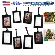 Hanging Picture Frame Ornaments - Set of 8 2x3 Black Hanging Photo Frame