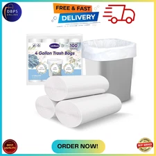 Small Trash Bags 4 Gallon, 100 Count Small Garbage Bags Bathroom Trash Bags Whit