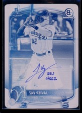 2025 Bowman Chrome Prospect Javier Vaz Auto 1/1 Printing Plate Cyan