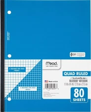 Mead Notebook, Wireless, 1 Subject, Quad Ruled, 8-1/2" x 11", 80 Sheets Neatbook