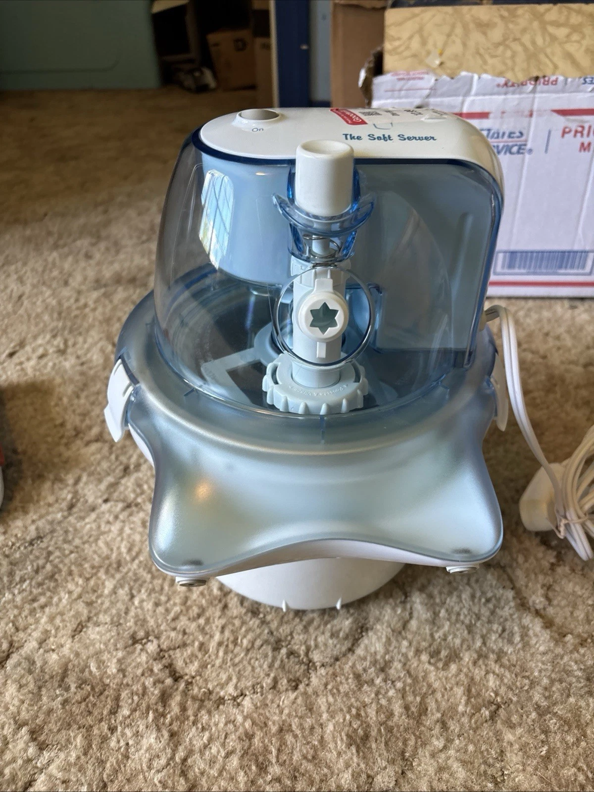 The Soft Server Ice Cream Maker Blue/White Countertop Frozen Yogurt Machine