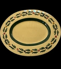 WILLIAMS SONOMA ITALY WSO190 16 1/4" OVAL PLATTER YELLOW LEAF & BERRY VINE