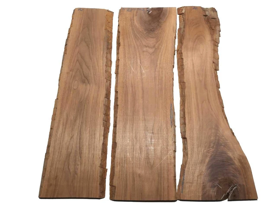 3x Walnussholz Nussbaumholz 95x17-31cm x 16-18mm #Z2 - Bild 3 von 4