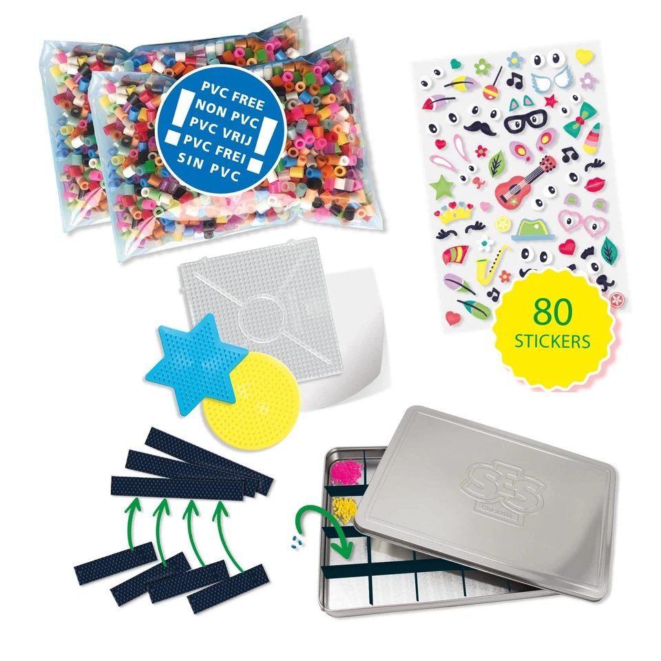 SES Bügelperlen Premium Sortiment Perlen Glitter nachtleuchtend Steckplatten Set - Bild 4 von 4