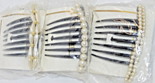 Lot of 3 Vintage A Fine Line Gabriella Hail Barrettes Combs W/ pearl like beads
