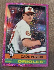 2025 Topps Heritage - Cade Povich #219 Chrome Pink Sparkle Refractor (RC)