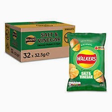 Walkers Salt & Vinegar Singles Box of 32 x 32.5g Bags
