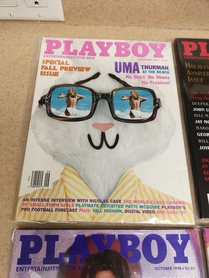 Lot of 6 Vintage Celebrity Playboys Thurman, Monroe, Farrah, Crawford, Spice - Image 2 of 4