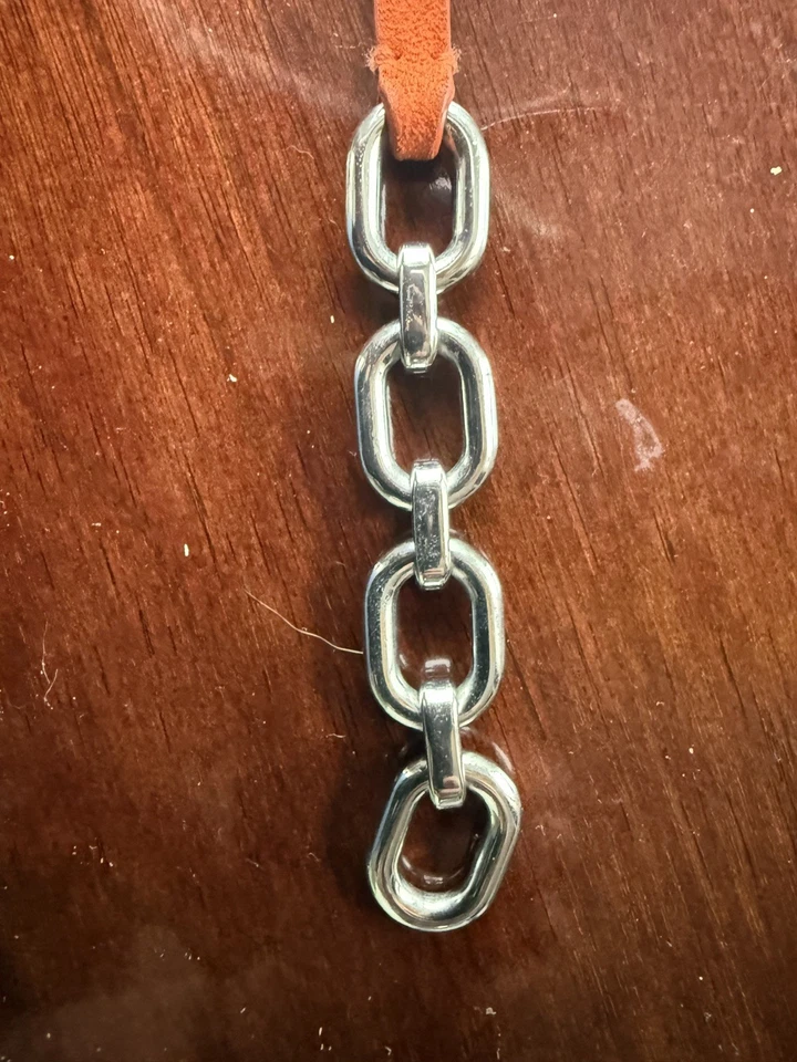 Pulsera Ralph Lauren Envolvente de Cuero Naranja y Plata  Foto 2 de 4